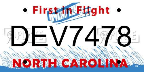 DEV7478 North Carolina License Plate