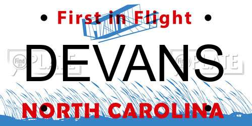 DEVANS North Carolina License Plate