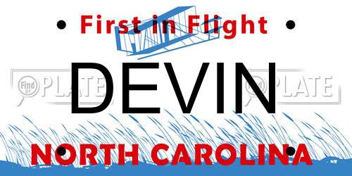 DEVIN North Carolina License Plate