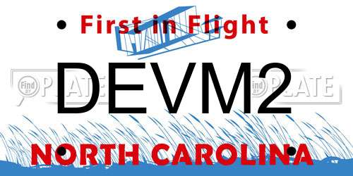 DEVM2 North Carolina License Plate