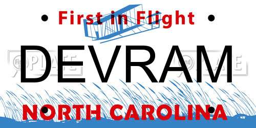 DEVRAM North Carolina License Plate