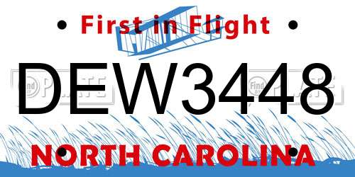 DEW3448 North Carolina License Plate