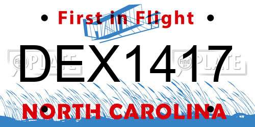 DEX1417 North Carolina License Plate