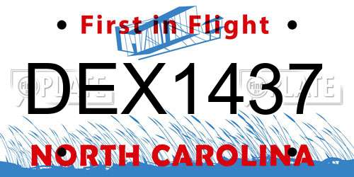DEX1437 North Carolina License Plate
