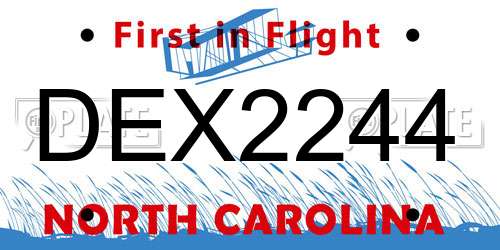 DEX2244 North Carolina License Plate