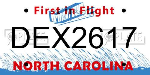 DEX2617 North Carolina License Plate