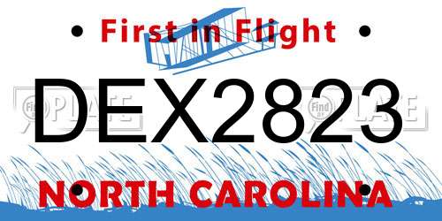 DEX2823 North Carolina License Plate