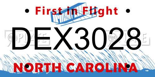 DEX3028 North Carolina License Plate