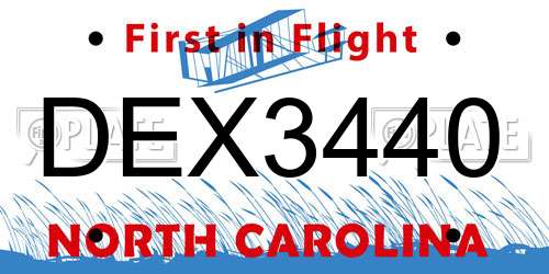 DEX3440 North Carolina License Plate