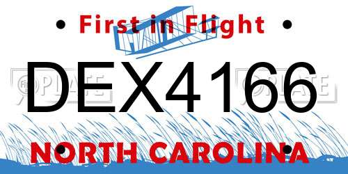 DEX4166 North Carolina License Plate