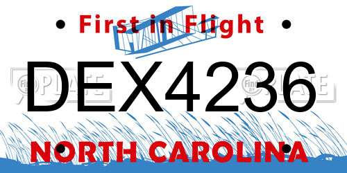 DEX4236 North Carolina License Plate