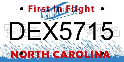 DEX5715 North Carolina License Plate