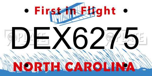 DEX6275 North Carolina License Plate