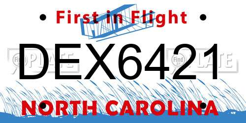 DEX6421 North Carolina License Plate