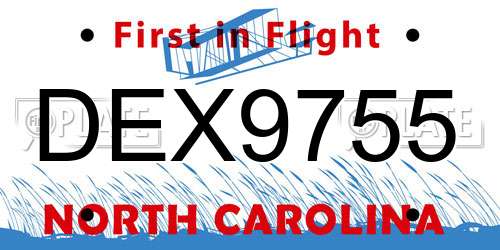 DEX9755 North Carolina License Plate