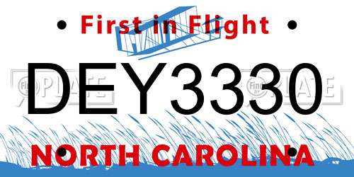 DEY3330 North Carolina License Plate