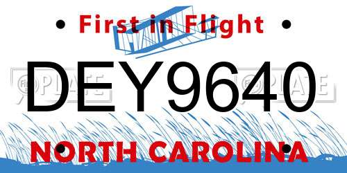 DEY9640 North Carolina License Plate