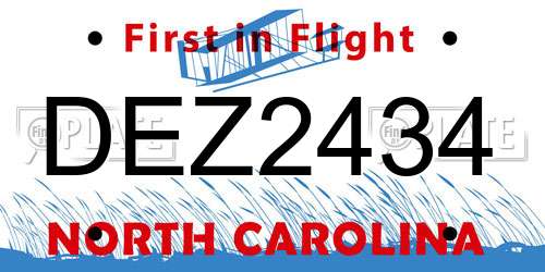 DEZ2434 North Carolina License Plate