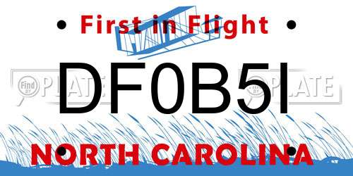 DF0B5I North Carolina License Plate