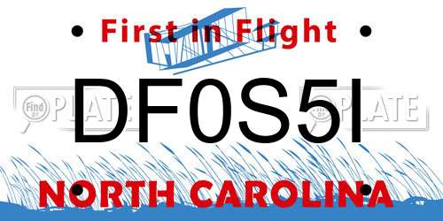 DF0S5I North Carolina License Plate