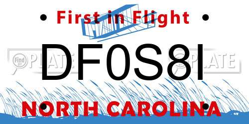 DF0S8I North Carolina License Plate