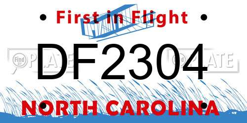 DF2304 North Carolina License Plate