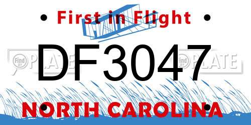 DF3047 North Carolina License Plate