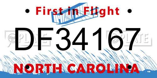 DF34167 North Carolina License Plate