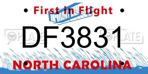 DF3831 North Carolina License Plate