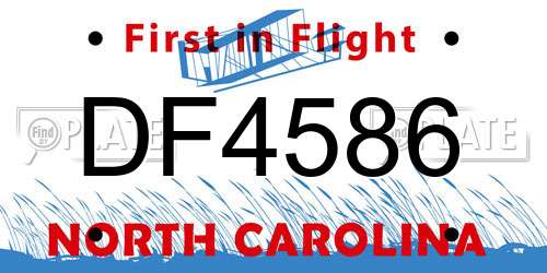 DF4586 North Carolina License Plate