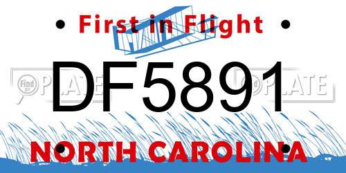 DF5891 North Carolina License Plate