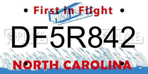 DF5R842 North Carolina License Plate