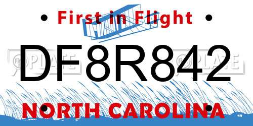 DF8R842 North Carolina License Plate