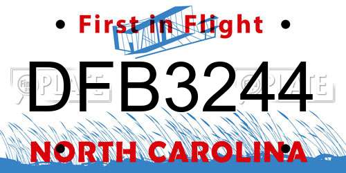 DFB3244 North Carolina License Plate