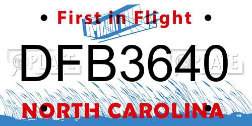 DFB3640 North Carolina License Plate