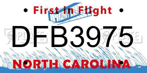 DFB3975 North Carolina License Plate