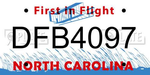 DFB4097 North Carolina License Plate