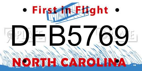 DFB5769 North Carolina License Plate