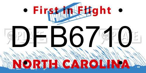 DFB6710 North Carolina License Plate