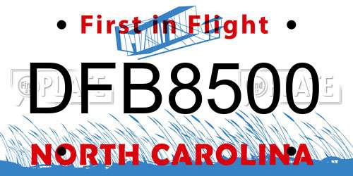 DFB8500 North Carolina License Plate