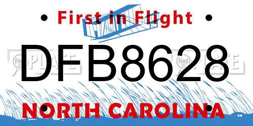 DFB8628 North Carolina License Plate