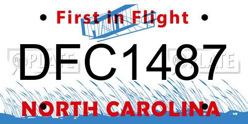 DFC1487 North Carolina License Plate