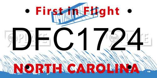 DFC1724 North Carolina License Plate