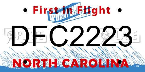 DFC2223 North Carolina License Plate