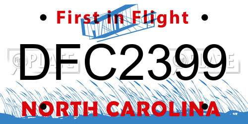 DFC2399 North Carolina License Plate