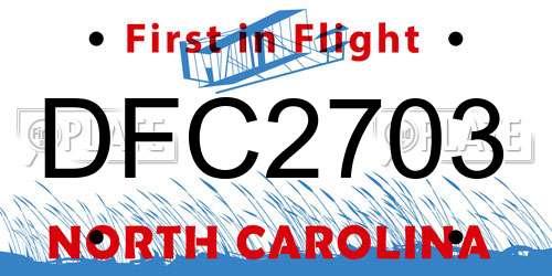 DFC2703 North Carolina License Plate