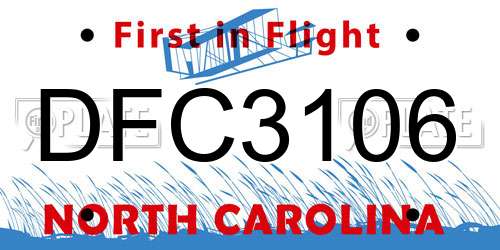 DFC3106 North Carolina License Plate