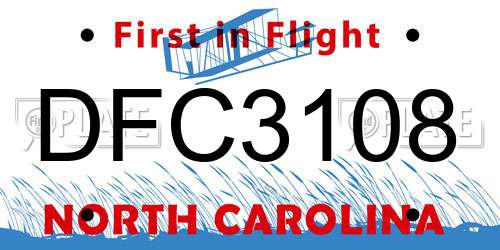DFC3108 North Carolina License Plate