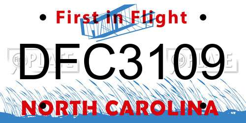 DFC3109 North Carolina License Plate