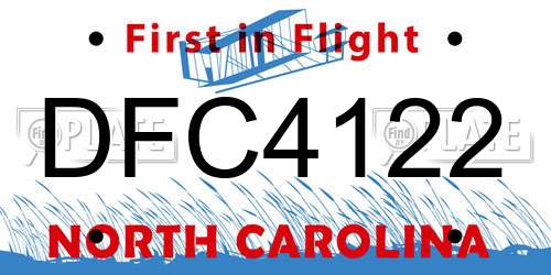 DFC4122 North Carolina License Plate